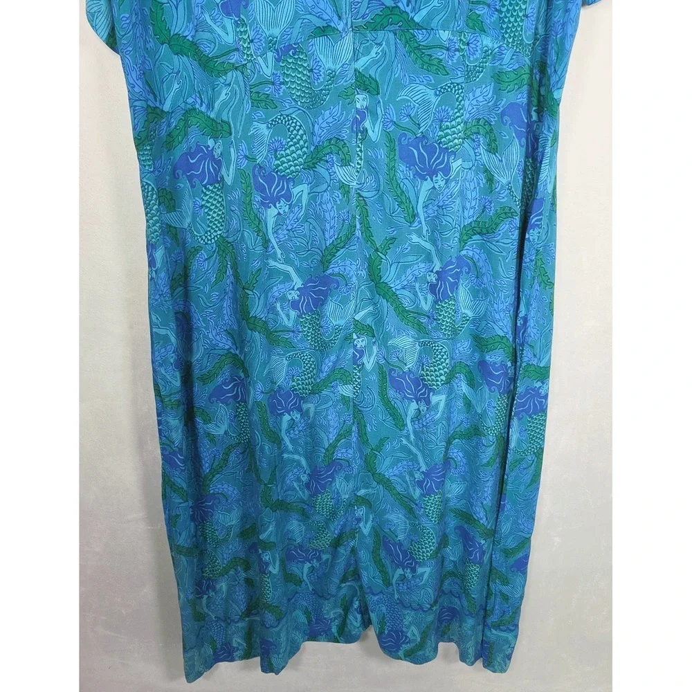 Vintage Rainbow Jo Mermaid Maxi Dress Women's 3XL Blue Green Mermaidcore